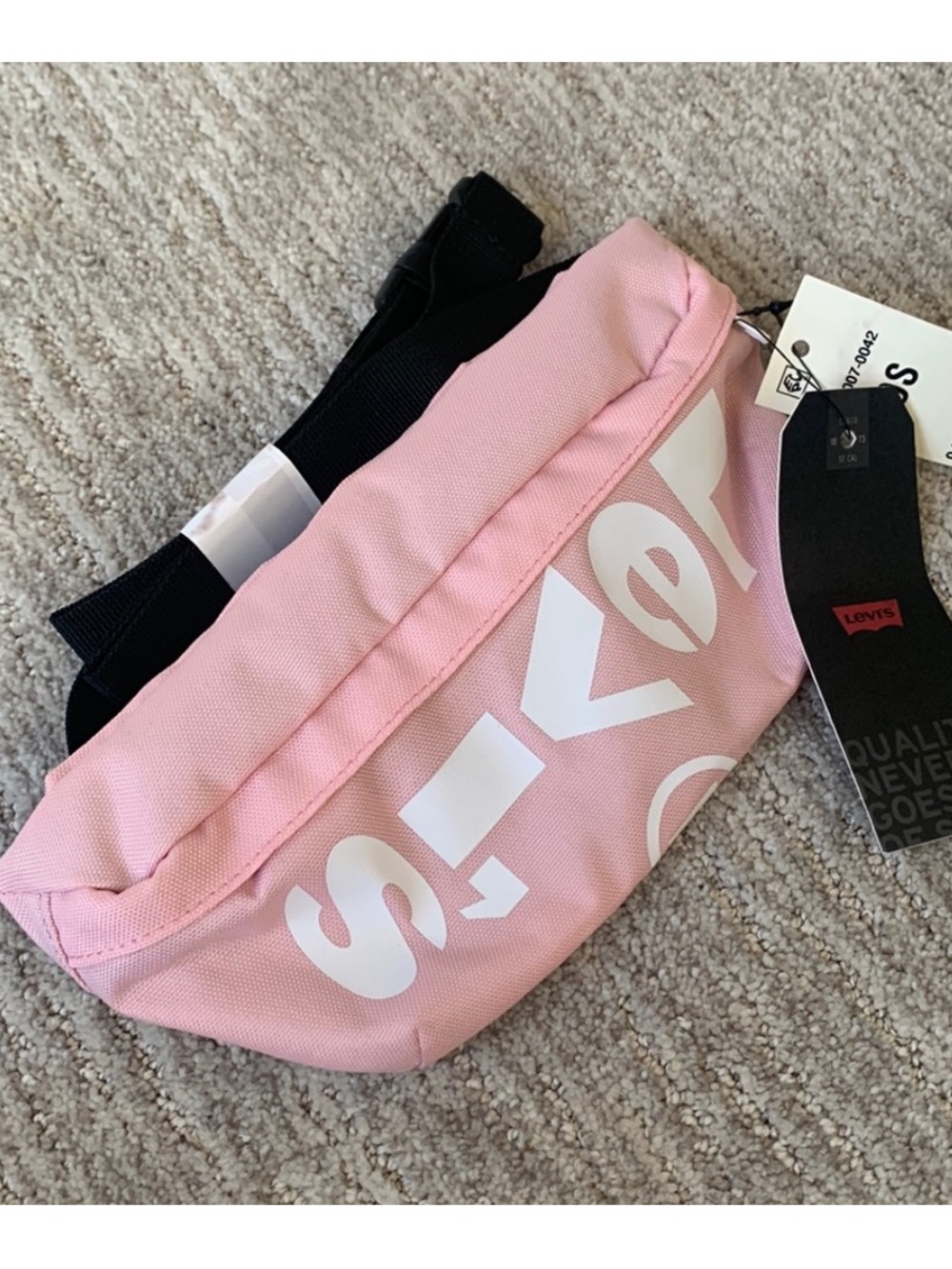 Levi's Light Pink Logo Waist Bag with Black Strap